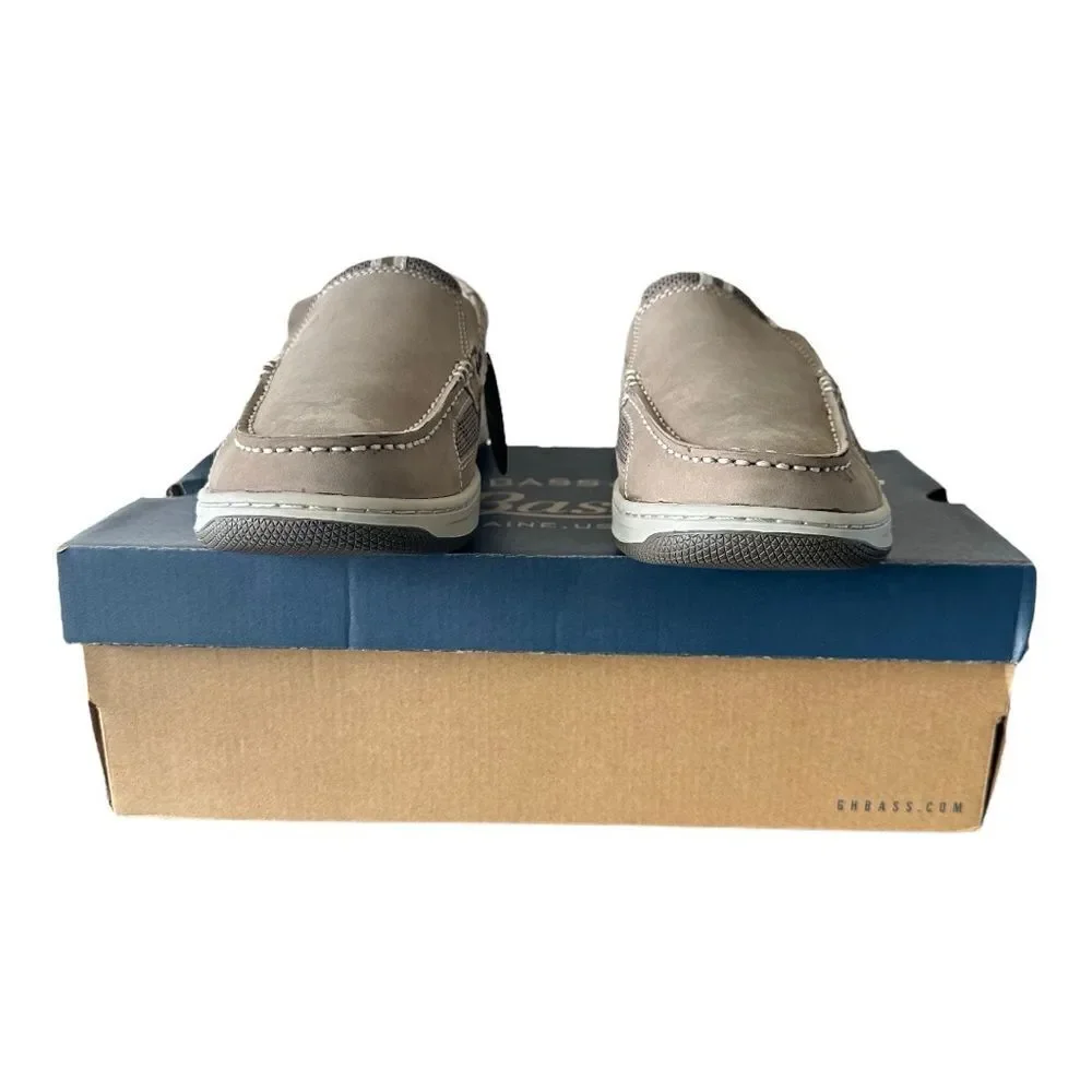 G.H. Bass Baron Spring 2 Boat Shoes Men’s 7 Smoke Gray Nubuck Mesh Slip On NIB